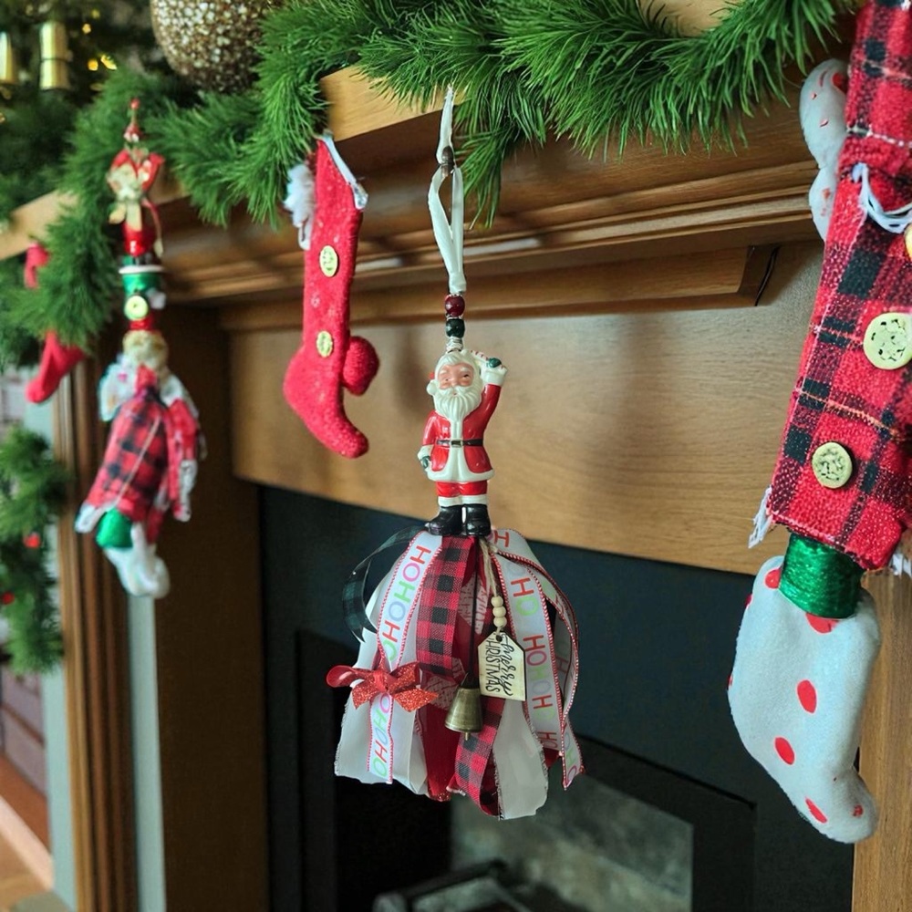 Festive Santa Claus Ornament with Red and White Details